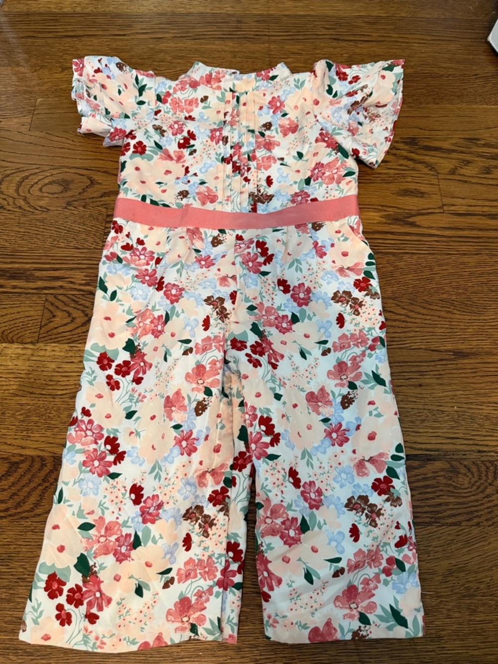 Girls' Floral Wide-Leg Romper in Pink